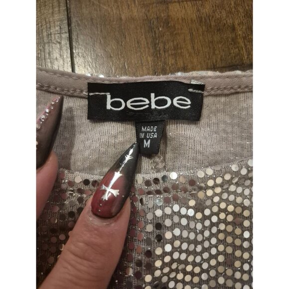 Bebe Silver Sequin Two-Piece Dress Set M - Picture 6 of 8